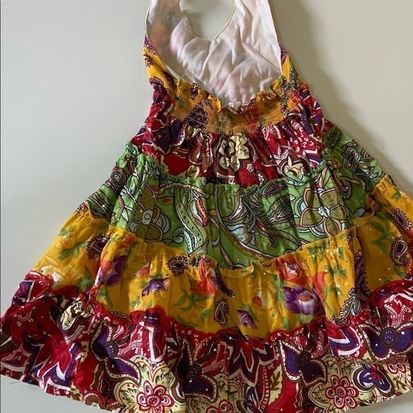 Halter sundress cotton 4 tiered multi color and pattern summer party size 2T - Picture 4 of 8